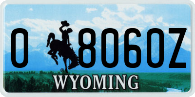 WY license plate 08060Z