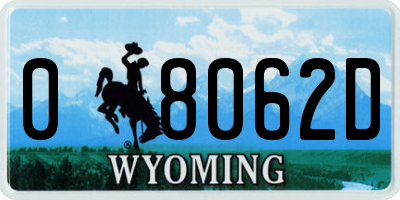 WY license plate 08062D