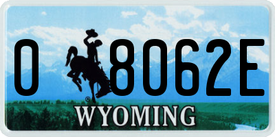 WY license plate 08062E
