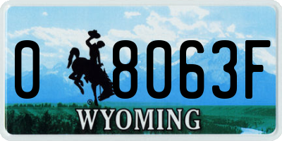 WY license plate 08063F