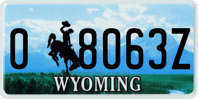WY license plate 08063Z