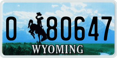 WY license plate 080647