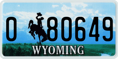 WY license plate 080649