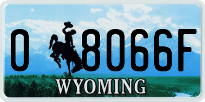 WY license plate 08066F