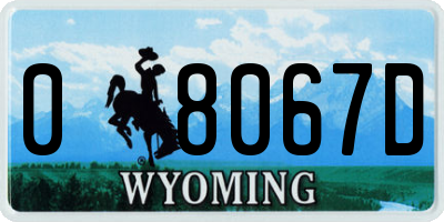 WY license plate 08067D