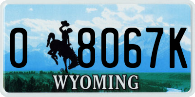 WY license plate 08067K