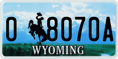WY license plate 08070A