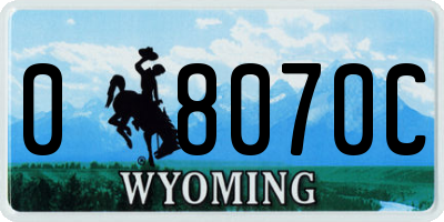 WY license plate 08070C
