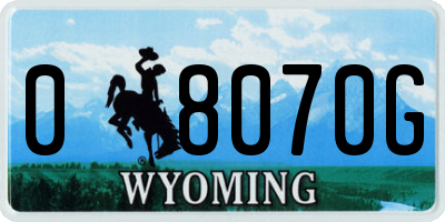 WY license plate 08070G