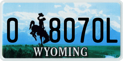WY license plate 08070L