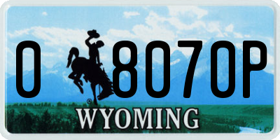 WY license plate 08070P