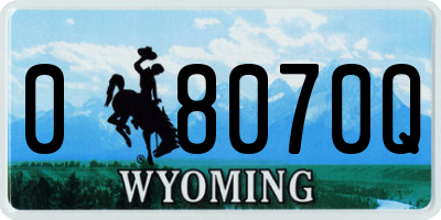 WY license plate 08070Q