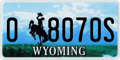 WY license plate 08070S