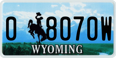 WY license plate 08070W