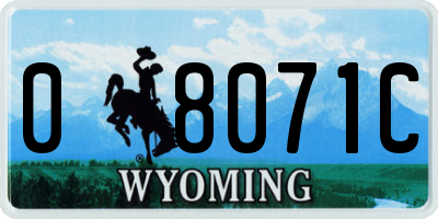 WY license plate 08071C