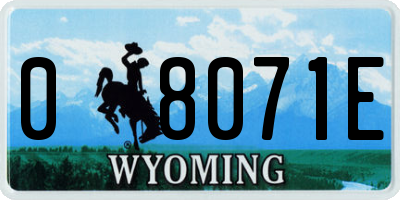 WY license plate 08071E