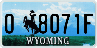 WY license plate 08071F