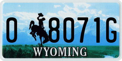 WY license plate 08071G
