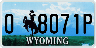WY license plate 08071P