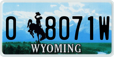 WY license plate 08071W