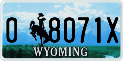 WY license plate 08071X