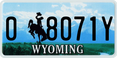 WY license plate 08071Y