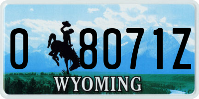 WY license plate 08071Z
