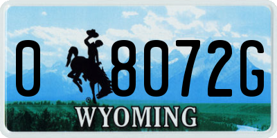 WY license plate 08072G