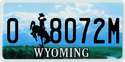WY license plate 08072M