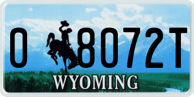 WY license plate 08072T
