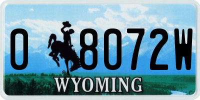 WY license plate 08072W