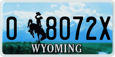 WY license plate 08072X