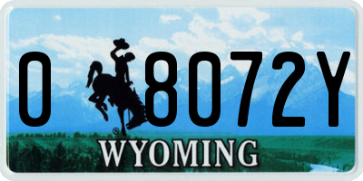 WY license plate 08072Y