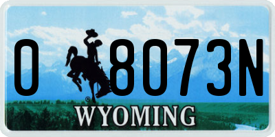 WY license plate 08073N