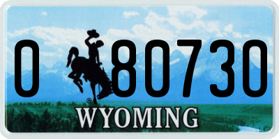 WY license plate 08073O