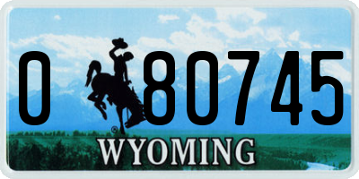 WY license plate 080745