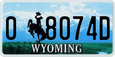WY license plate 08074D