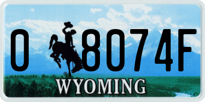 WY license plate 08074F
