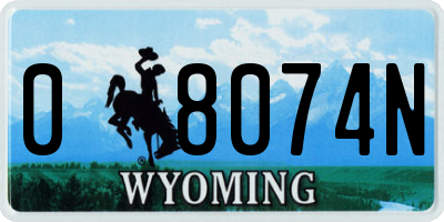 WY license plate 08074N