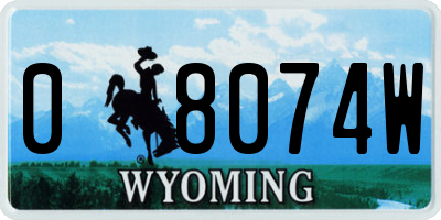 WY license plate 08074W