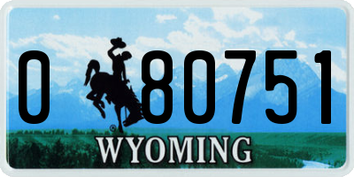 WY license plate 080751