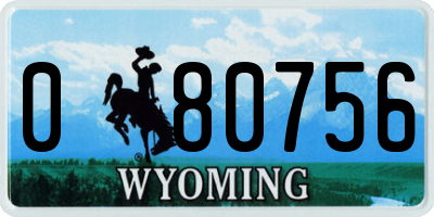 WY license plate 080756