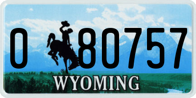 WY license plate 080757