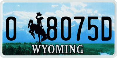 WY license plate 08075D