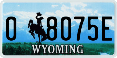 WY license plate 08075E