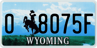 WY license plate 08075F