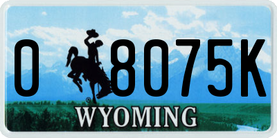 WY license plate 08075K