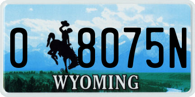 WY license plate 08075N