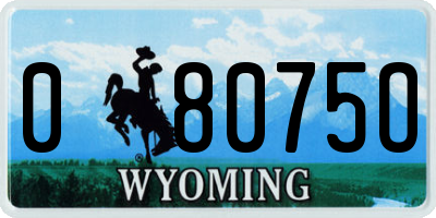 WY license plate 08075O