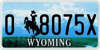 WY license plate 08075X